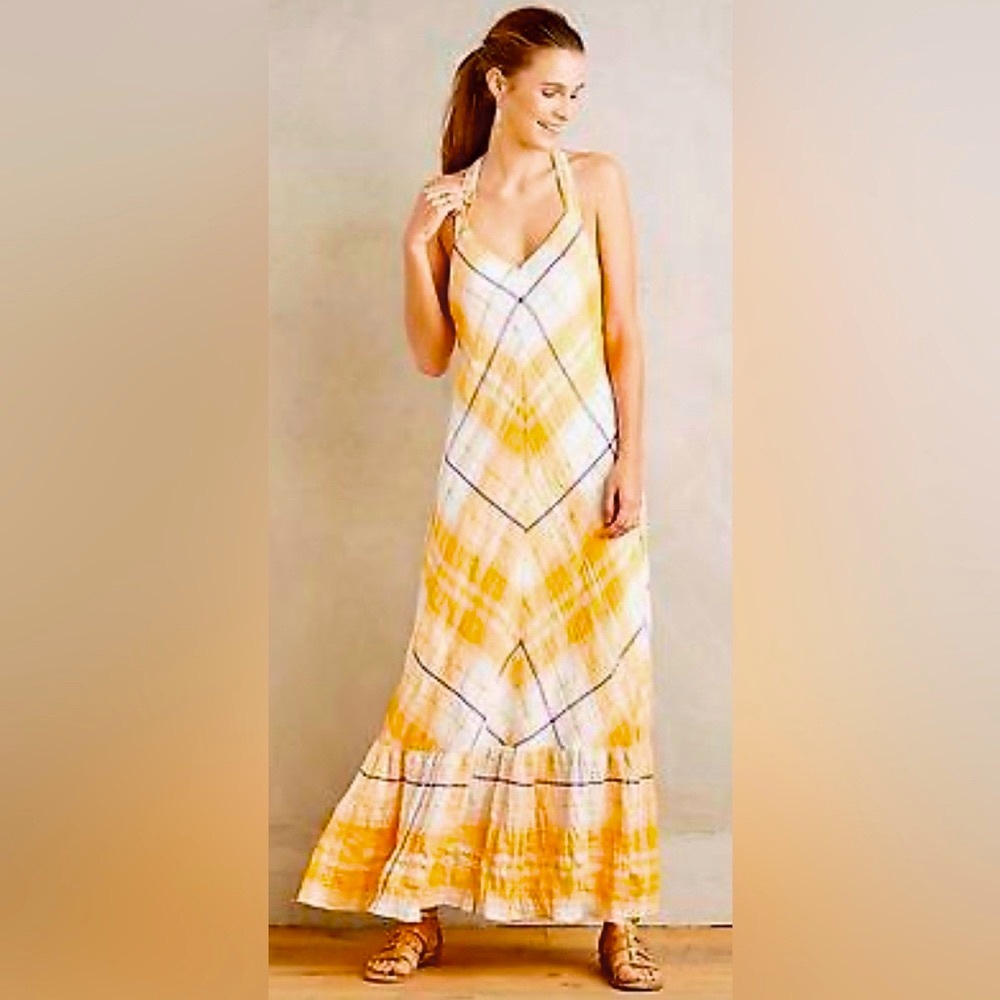 Anthropologie Holding Horses
Clementine Mango Buffalo Plaid Maxi
Dress ZB9